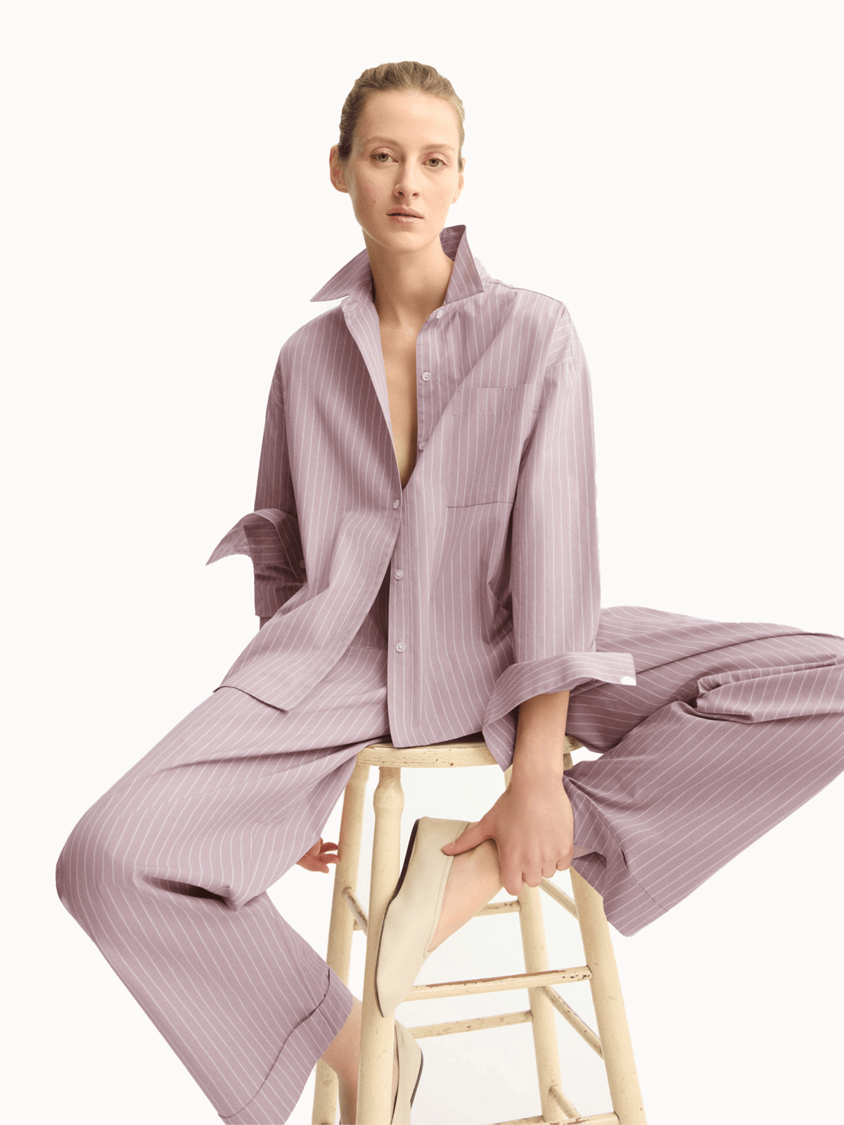 Arlo Mott Watts Side Button Shirt - Rose Stripe - Image 1 of 3