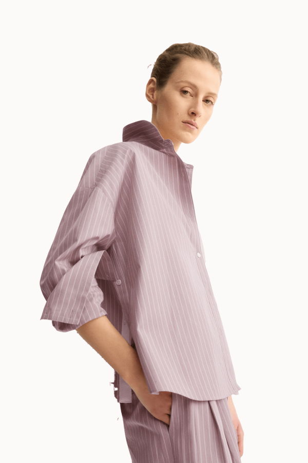Arlo Mott Watts Side Button Shirt - Rose Stripe