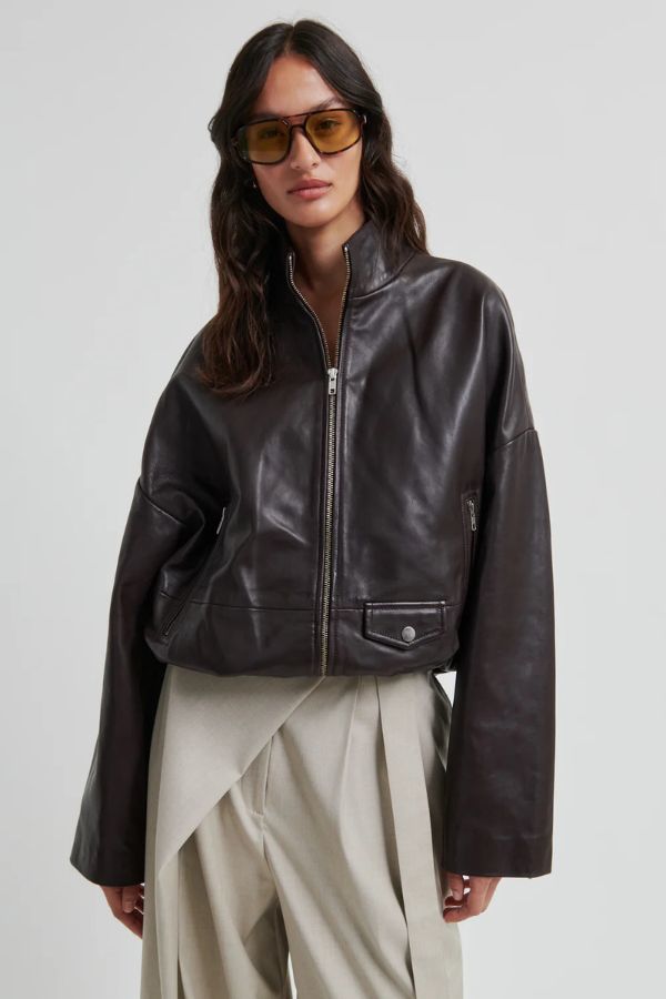 Second Female Boston Leather Jacket - Fudge