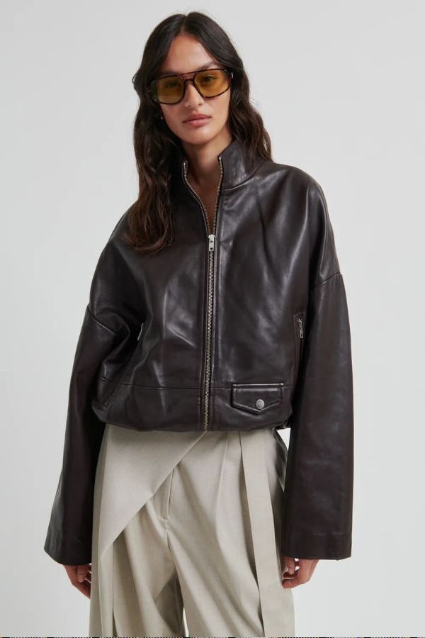 Second Female Boston Leather Jacket - Fudge