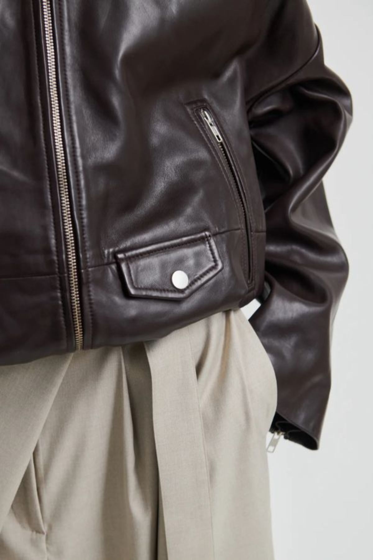 Second Female Boston Leather Jacket - Fudge - Image 4 of 8