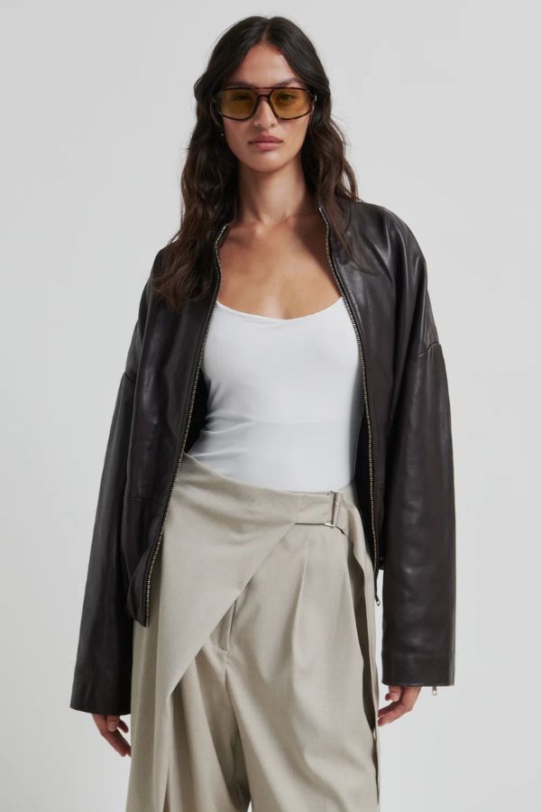 Second Female Boston Leather Jacket - Fudge