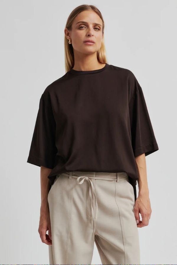 Second Female Samanta Short Sleeve T-Shirt - Chocolate Torte