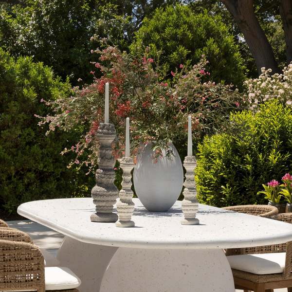 Dovetail Furniture Althea Cement Outdoor Vase - Antique White