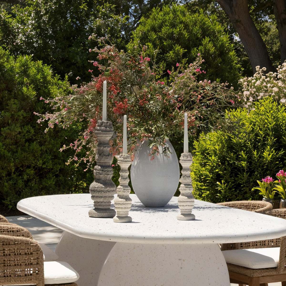 Dovetail Furniture Althea Cement Outdoor Vase - Antique White - Image 3 of 3