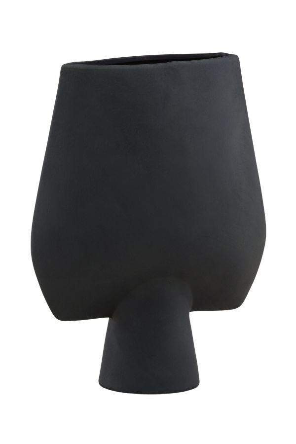 Dovetail Furniture Darius Sculptural Terracotta Decorative Vase - Black
