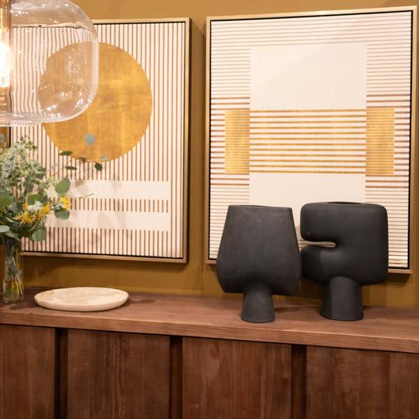 Dovetail Furniture Darius Sculptural Terracotta Decorative Vase - Black