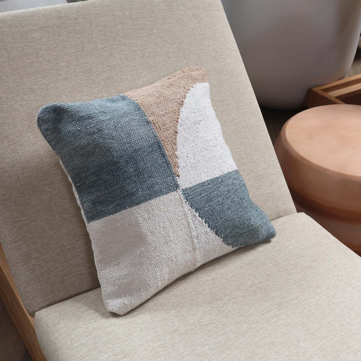 Dovetail Furniture Emil Handwoven PET Outdoor Throw Pillow - Grey - Image 4 of 4