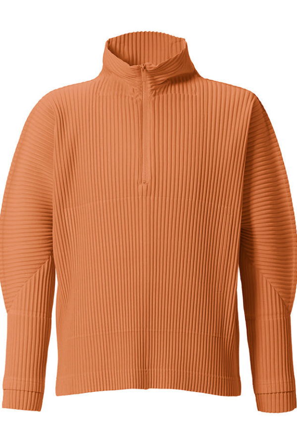 HOMME PLISSE ISSEY MIYAKE March Monthly Colors Quarter-Zip Top - Manarola Brick Brown