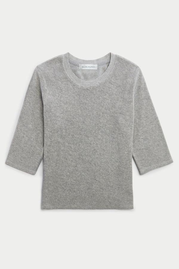 Suzie Kondi Corfu Elbow Sleeve Crew Top - Heather Grey