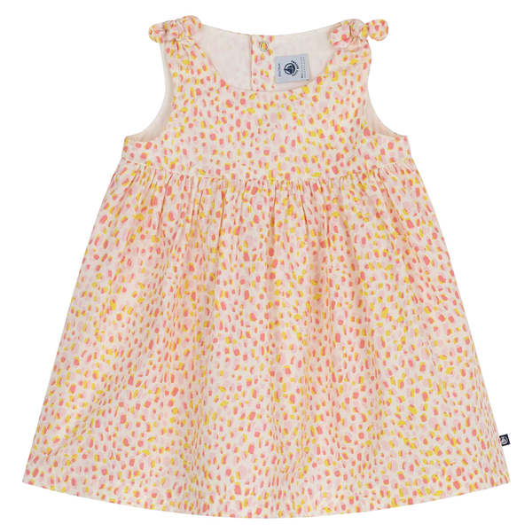 KIDS Petit Bateau Baby Pink And Yellow Dot Print Dress KIDS Petit Bateau Baby Pink And Yellow Dot Print Dress