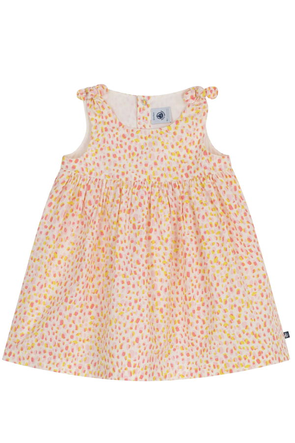 KIDS Petit Bateau Baby Pink And Yellow Dot Print Dress