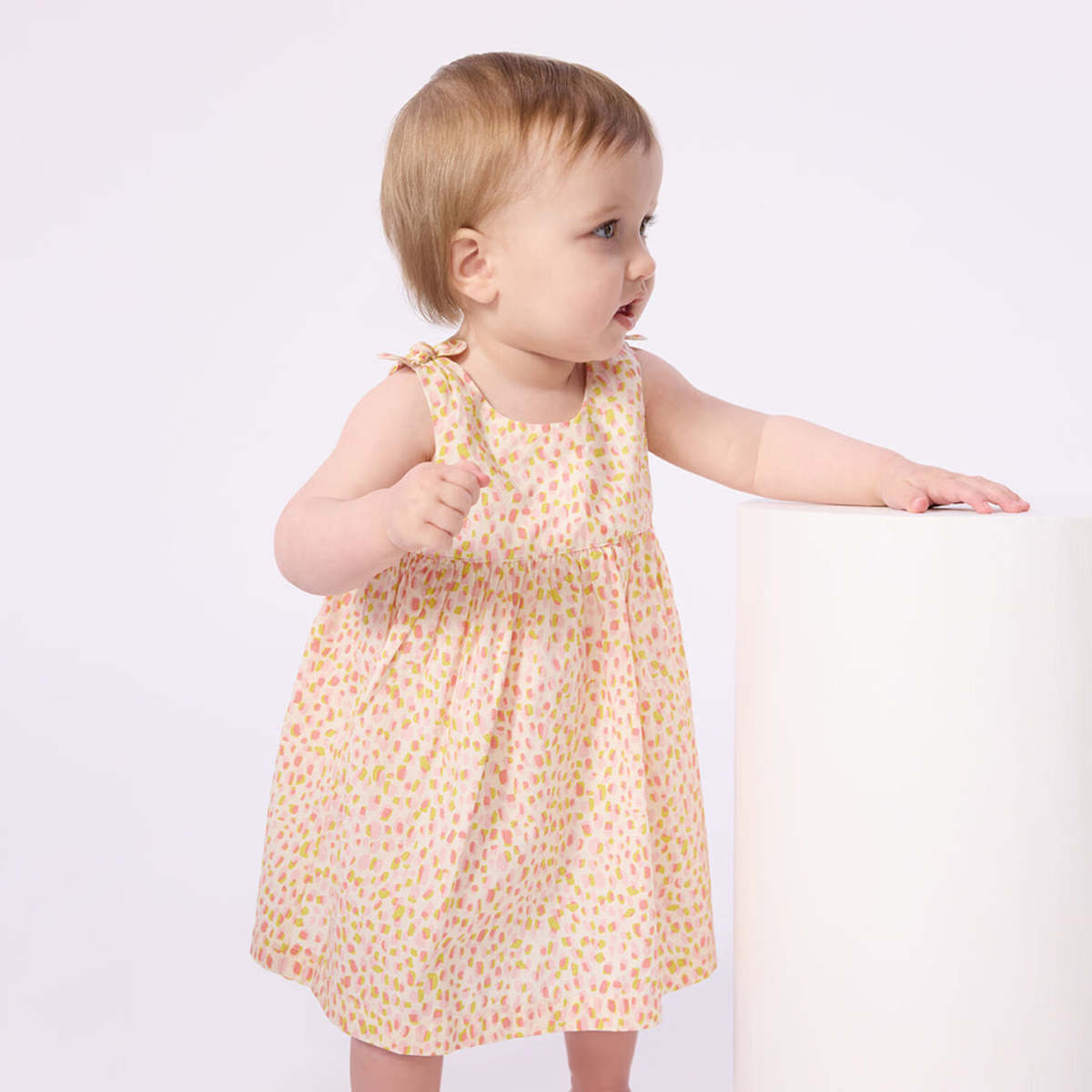KIDS Petit Bateau Baby Pink And Yellow Dot Print Dress - Image 4 of 6