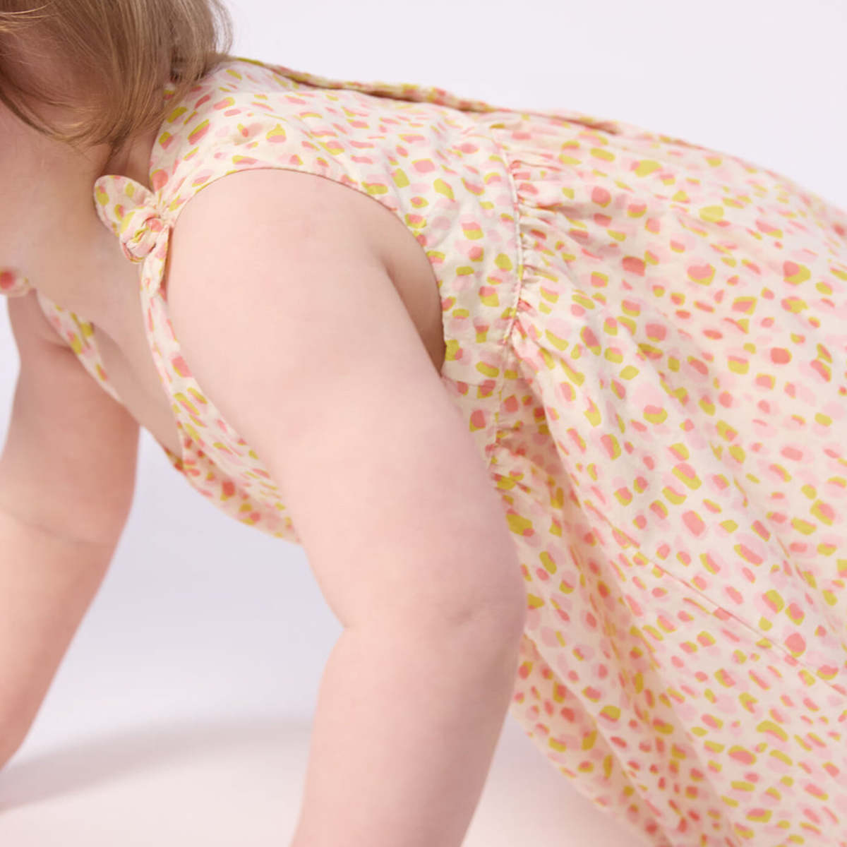 KIDS Petit Bateau Baby Pink And Yellow Dot Print Dress - Image 5 of 6