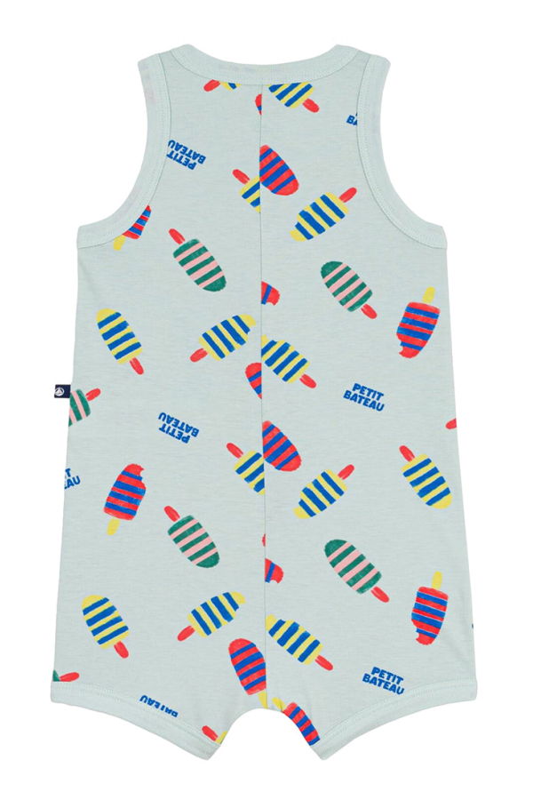 KIDS Petit Bateau Baby Romper Spray Blue Popsicle Print - Blue