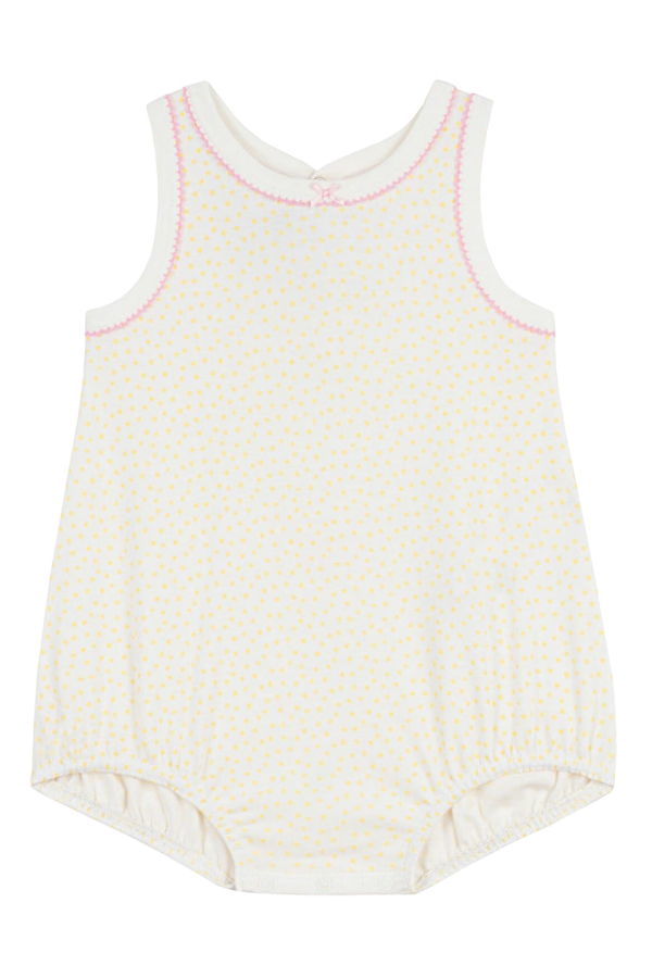KIDS Petit Bateau Baby Popcorn Yellow Dots Romper - White