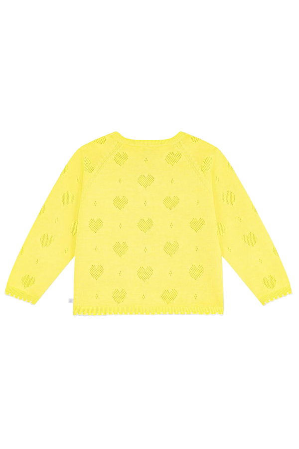 KIDS Petit Bateau Golden Yellow Hearts Cardigan - Yellow