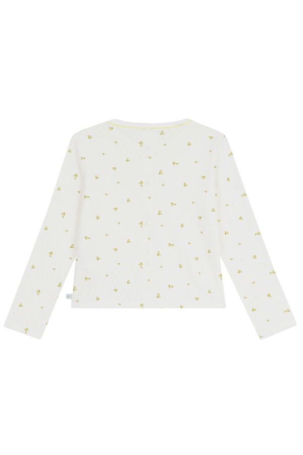 KIDS Petit Bateau Leaf Print Cardigan - White