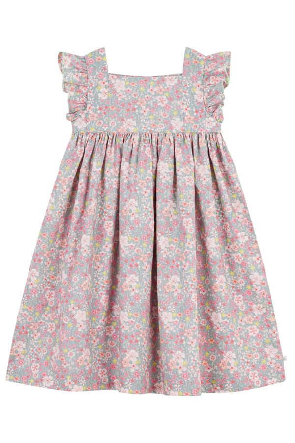 KIDS Petit Bateau Spray Blue Floral Print Dress
