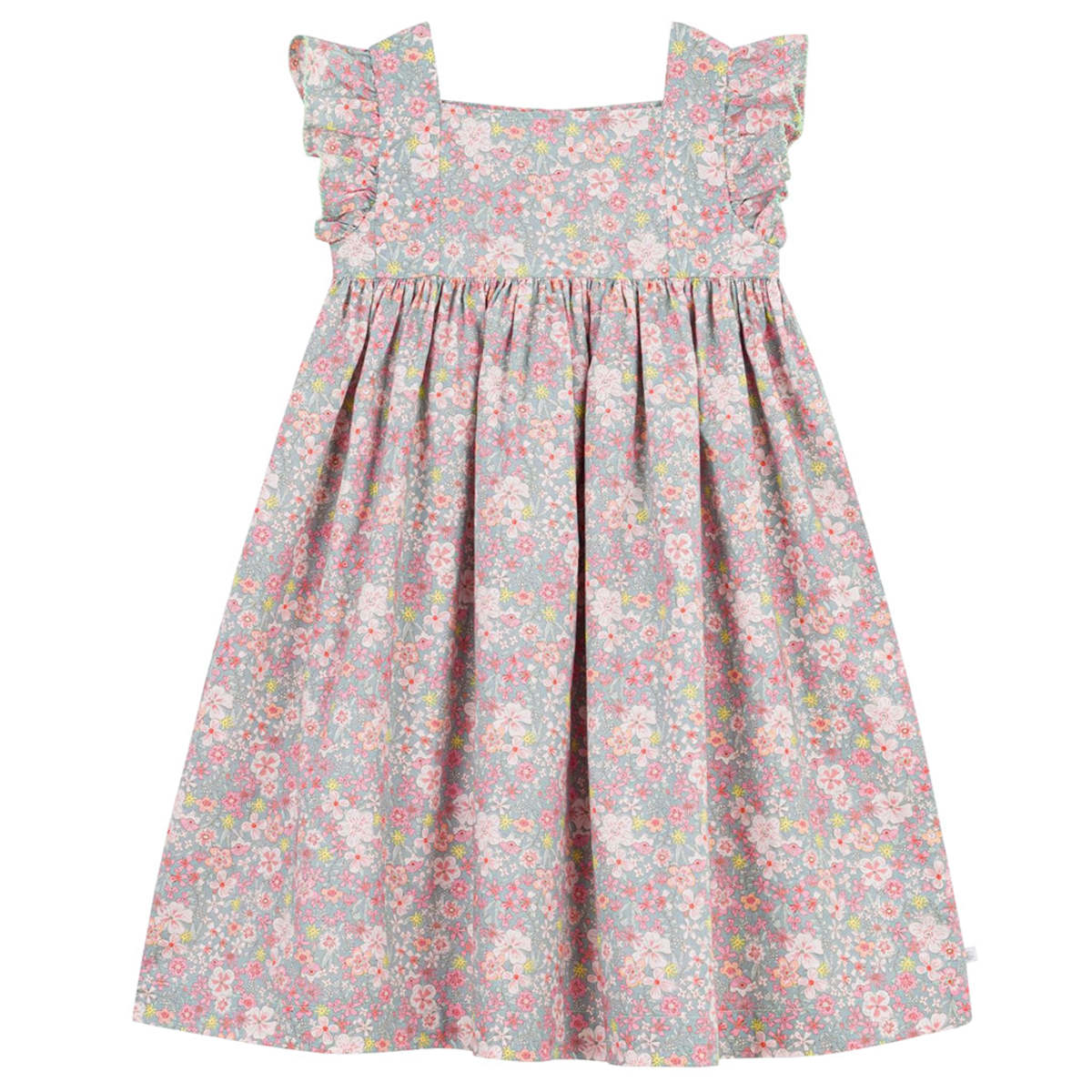 KIDS Petit Bateau Spray Blue Floral Print Dress - Image 1 of 6