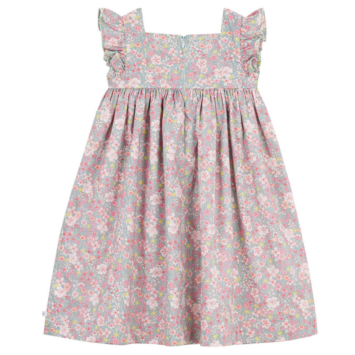 KIDS Petit Bateau Spray Blue Floral Print Dress - Image 2 of 6