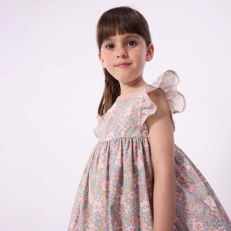 KIDS Petit Bateau Spray Blue Floral Print Dress