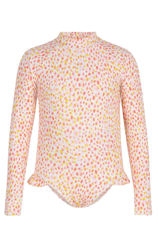 KIDS Petit Bateau Pink And Yellow Dot Print Swimsuit