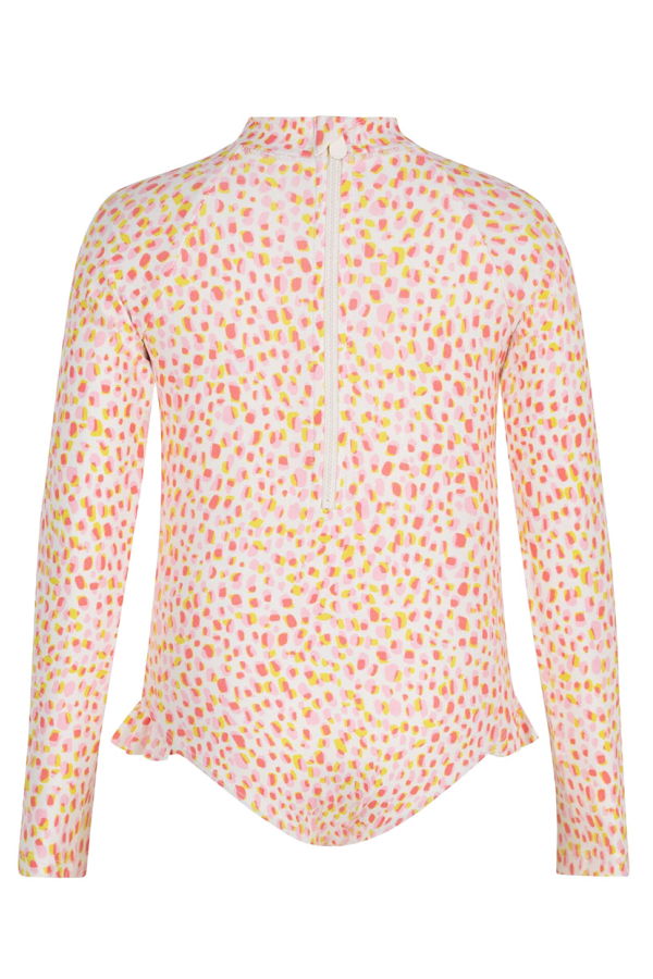 KIDS Petit Bateau Pink And Yellow Dot Print Swimsuit