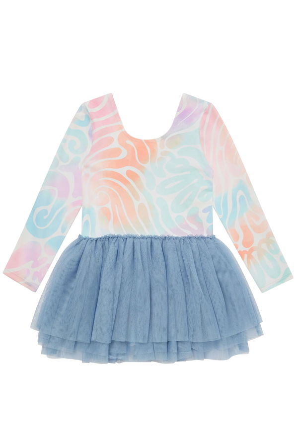 KIDS STELLA MCCARTNEY Tie Dye Wave Print Leotard Dress - Multicolour