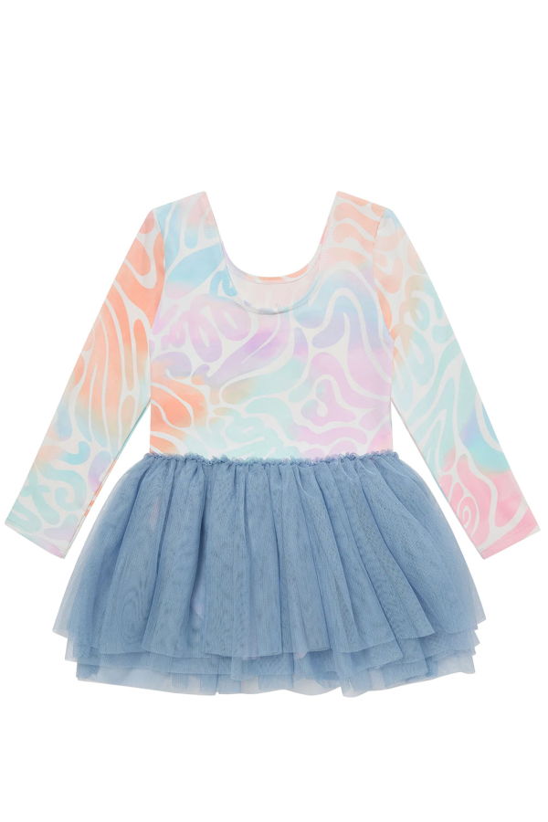 KIDS STELLA MCCARTNEY Tie Dye Wave Print Leotard Dress - Multicolour