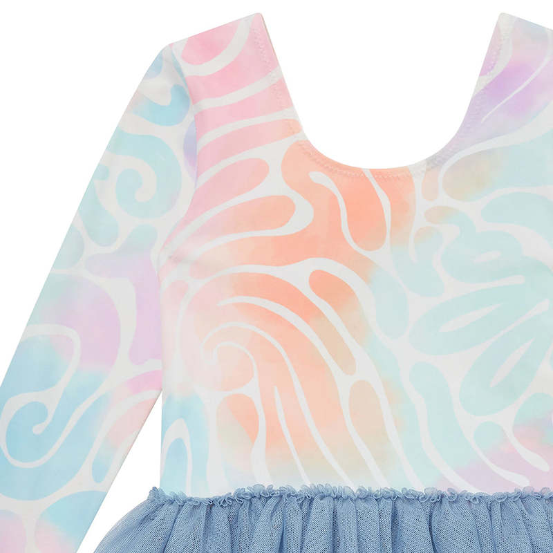 KIDS STELLA MCCARTNEY Tie Dye Wave Print Leotard Dress - Multicolour