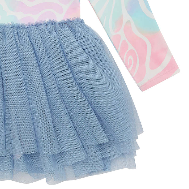 KIDS STELLA MCCARTNEY Tie Dye Wave Print Leotard Dress - Multicolour