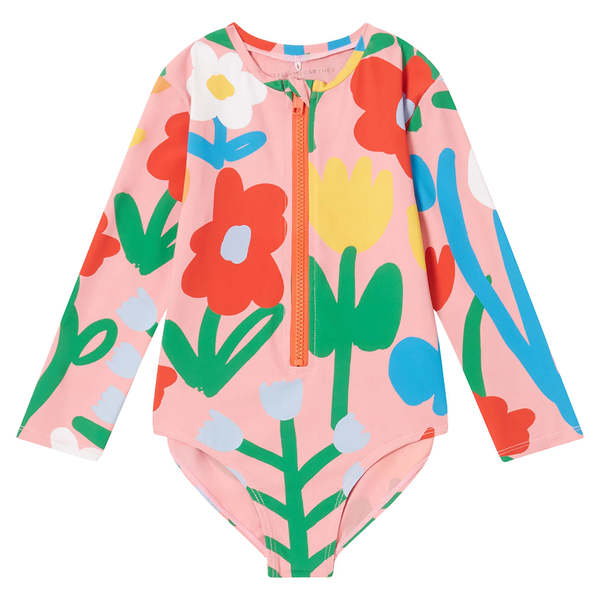 KIDS STELLA MCCARTNEY Child Long Sleeve Big Flower Print Swimsuit - Pink KIDS STELLA MCCARTNEY Child Long Sleeve Big Flower Print Swimsuit - Pink