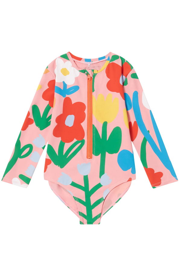 KIDS STELLA MCCARTNEY Child Long Sleeve Big Flower Print Swimsuit - Pink