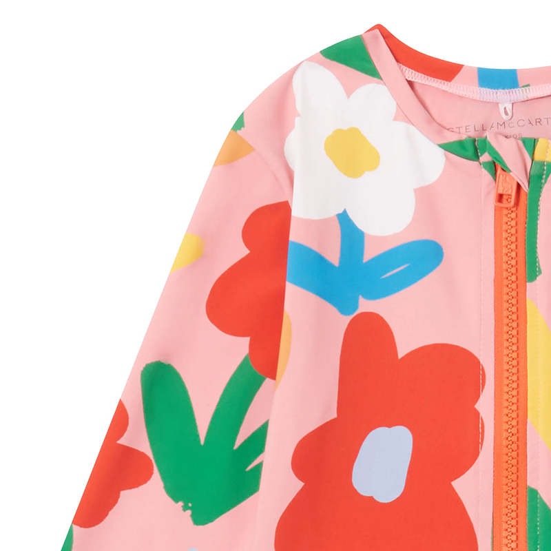 KIDS STELLA MCCARTNEY Child Long Sleeve Big Flower Print Swimsuit - Pink