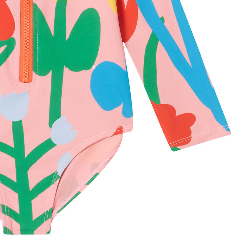 KIDS STELLA MCCARTNEY Child Long Sleeve Big Flower Print Swimsuit - Pink