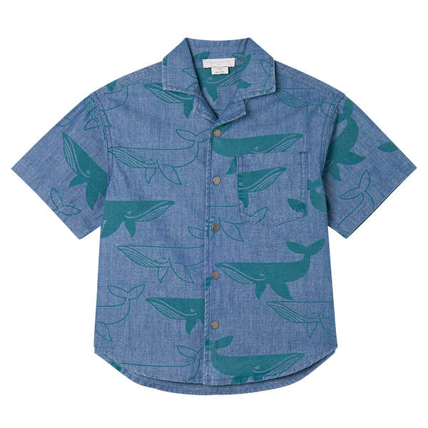 KIDS STELLA MCCARTNEY Whale Print Denim Shirt - Blue KIDS STELLA MCCARTNEY Whale Print Denim Shirt - Blue