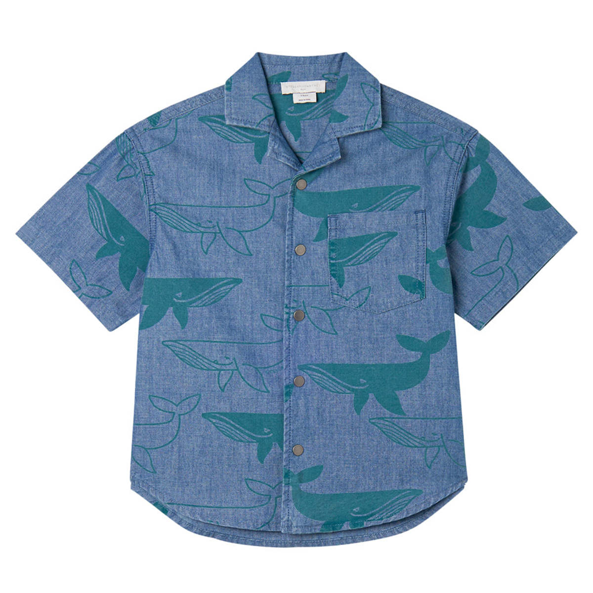KIDS STELLA MCCARTNEY Whale Print Denim Shirt - Blue - Image 1 of 1
