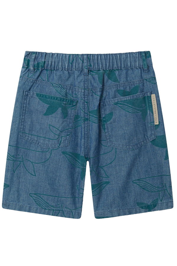 KIDS STELLA MCCARTNEY Whale Print Denim Shorts - Blue