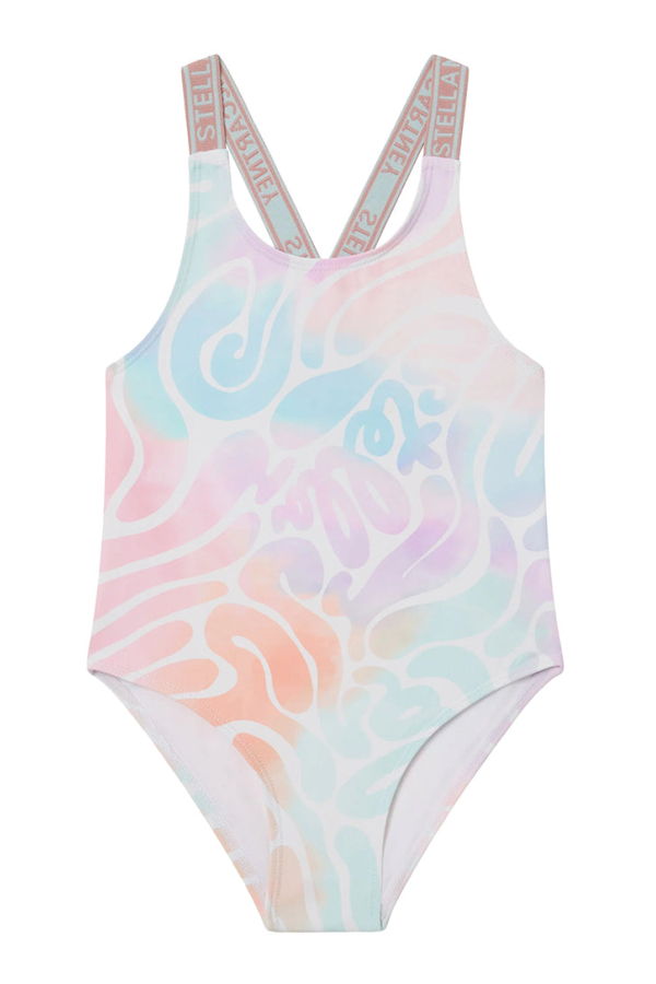 KIDS STELLA MCCARTNEY Tie Dye Wave Print Swimsuit