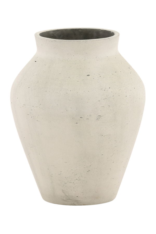 Dovetail Furniture Leander Large Cement Outdoor Vase - Antique White