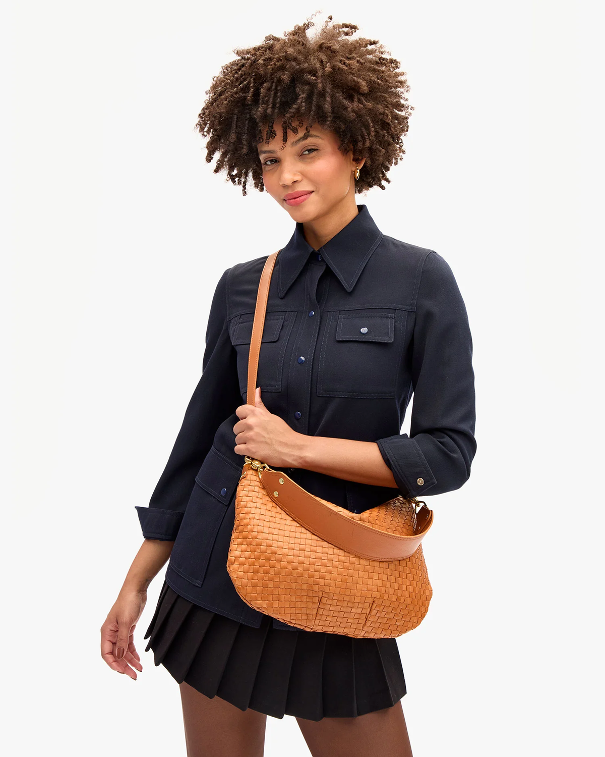 Clare V. Moyen Messenger Bag - Natural Woven Checker - Image 2 of 4