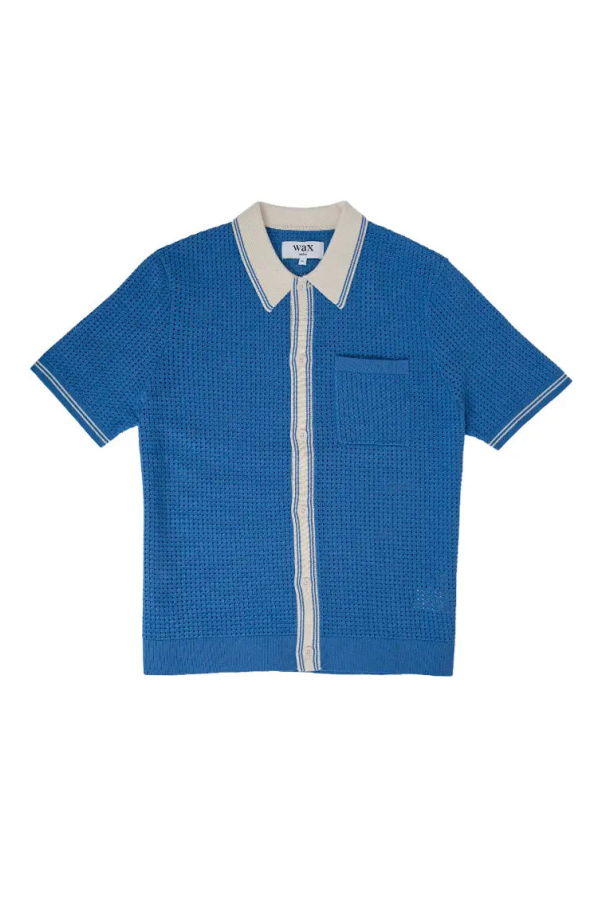 Wax London Belle Blue Tipped Pointelle Polo Shirt