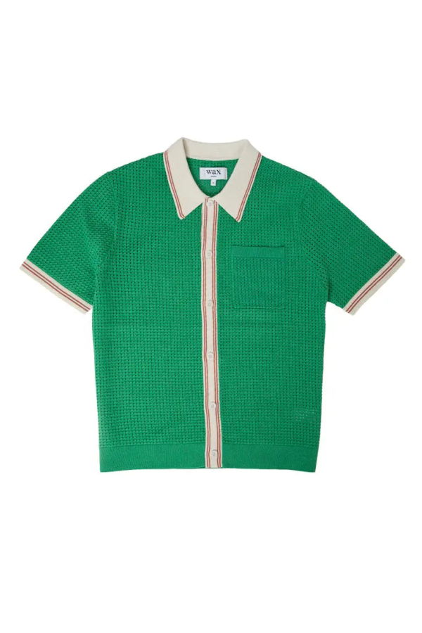 Wax London Belle Green Tipped Pointelle Polo Shirt