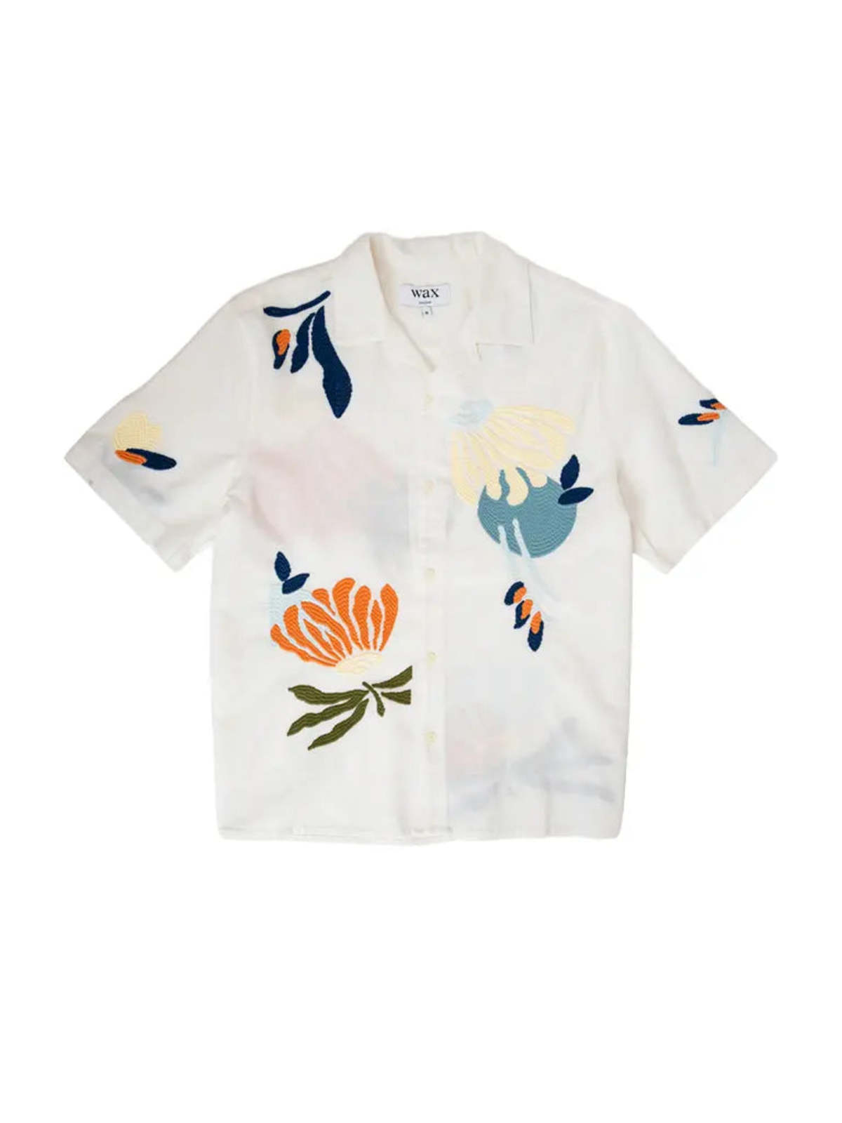 Wax London Didcot Ecru Flower Embroidered Shirt - Image 1 of 9