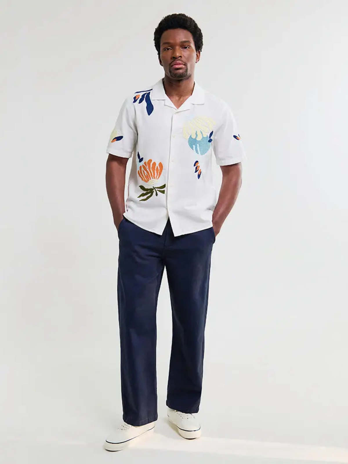 Wax London Didcot Ecru Flower Embroidered Shirt - Image 2 of 9