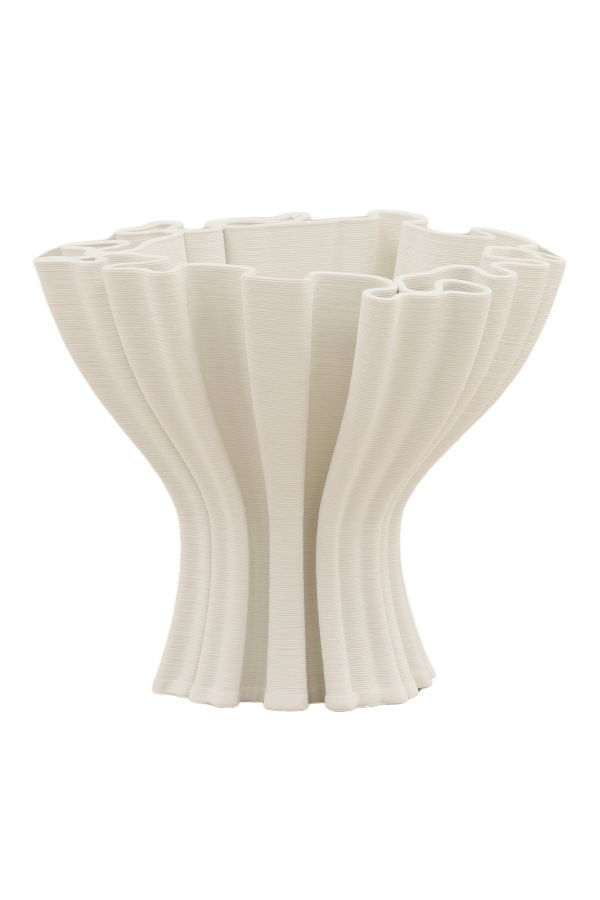Dovetail Furniture Nerissa Fluted 3D Printed Porcelain Decorative Vase - Ivory