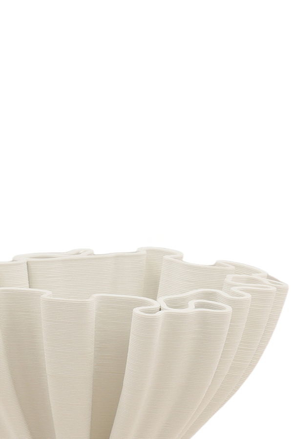 Dovetail Furniture Nerissa Fluted 3D Printed Porcelain Decorative Vase - Ivory