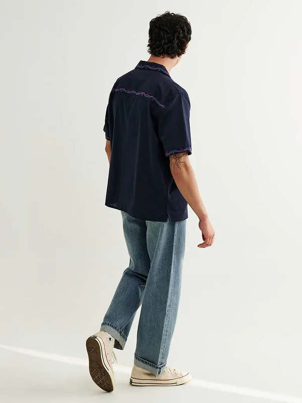 Wax London Didcot Cross Stitch Border Shirt