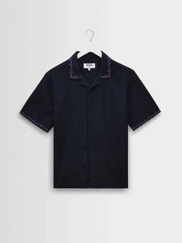 Wax London Didcot Cross Stitch Border Shirt